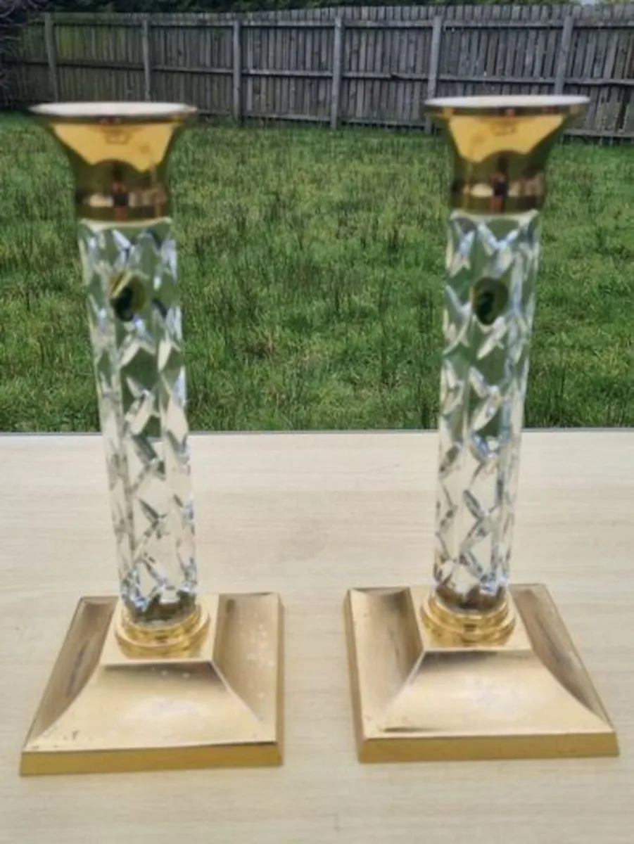 Pair of Vintage Waterford Crystal Candlesticks - Image 1