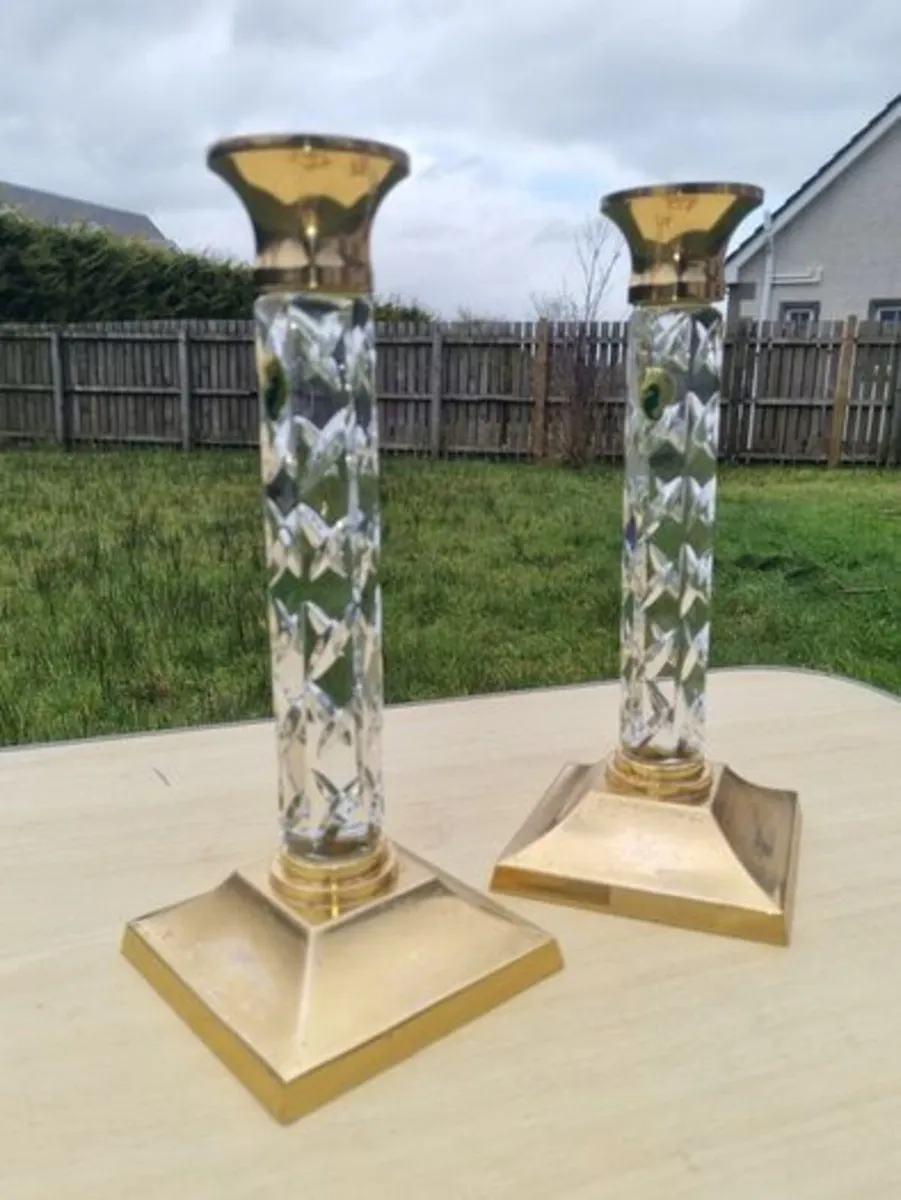 Pair of Vintage Waterford Crystal Candlesticks - Image 2
