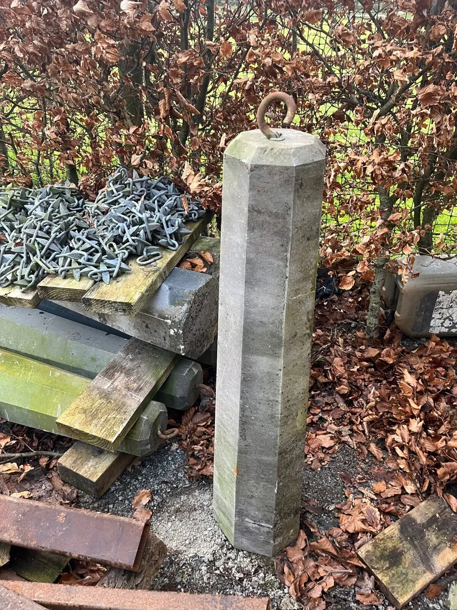Old Limestone bollards and chain - Image 2