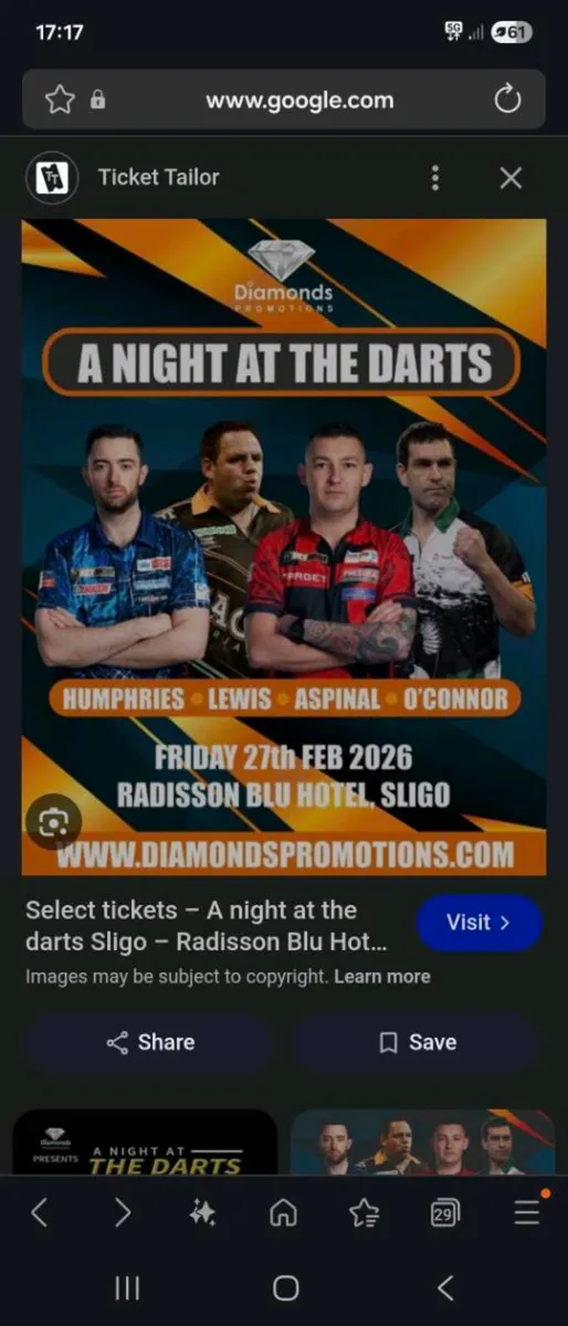 2 Tickets - Night at the darts Sligo - Image 1