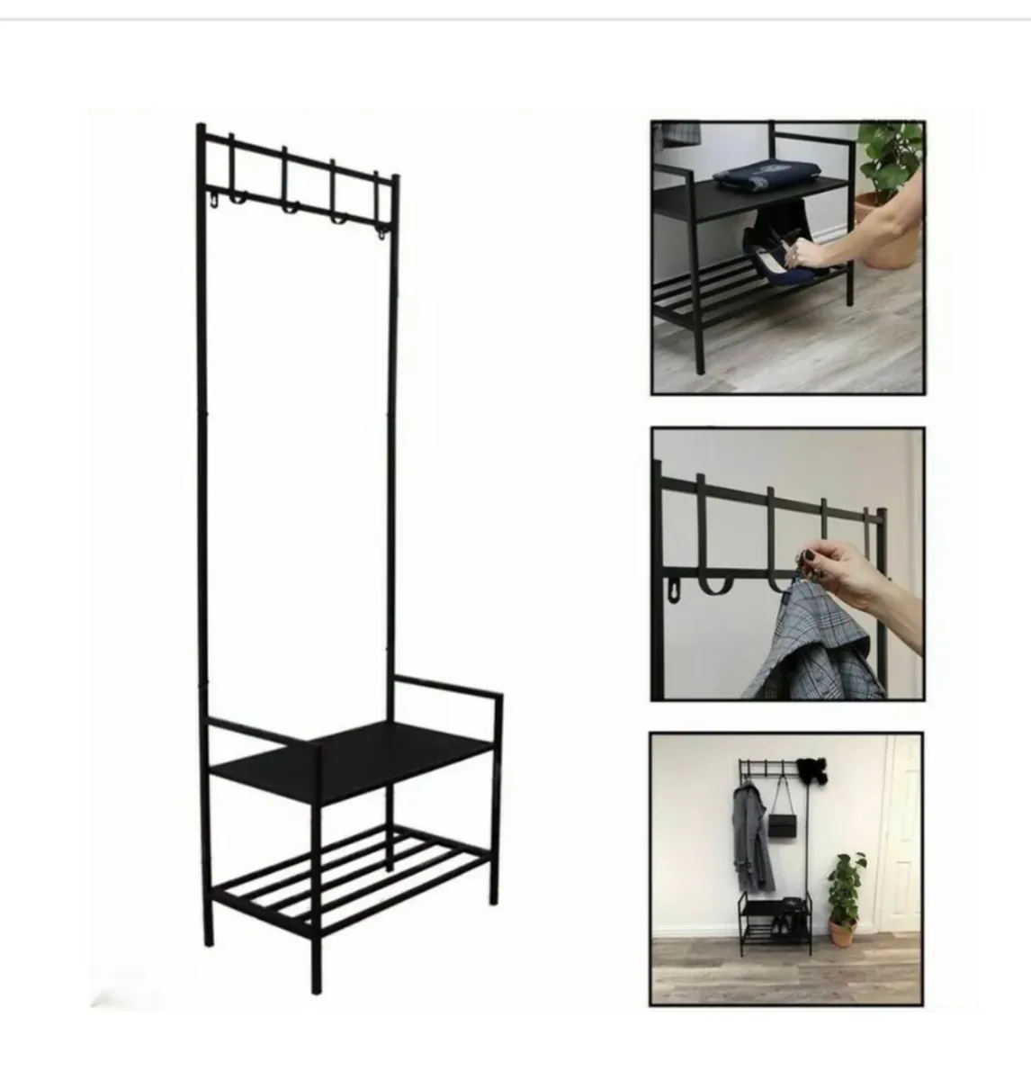 NEW Coat Clothes Rail with 2-Tier Shoe Rack - Image 1