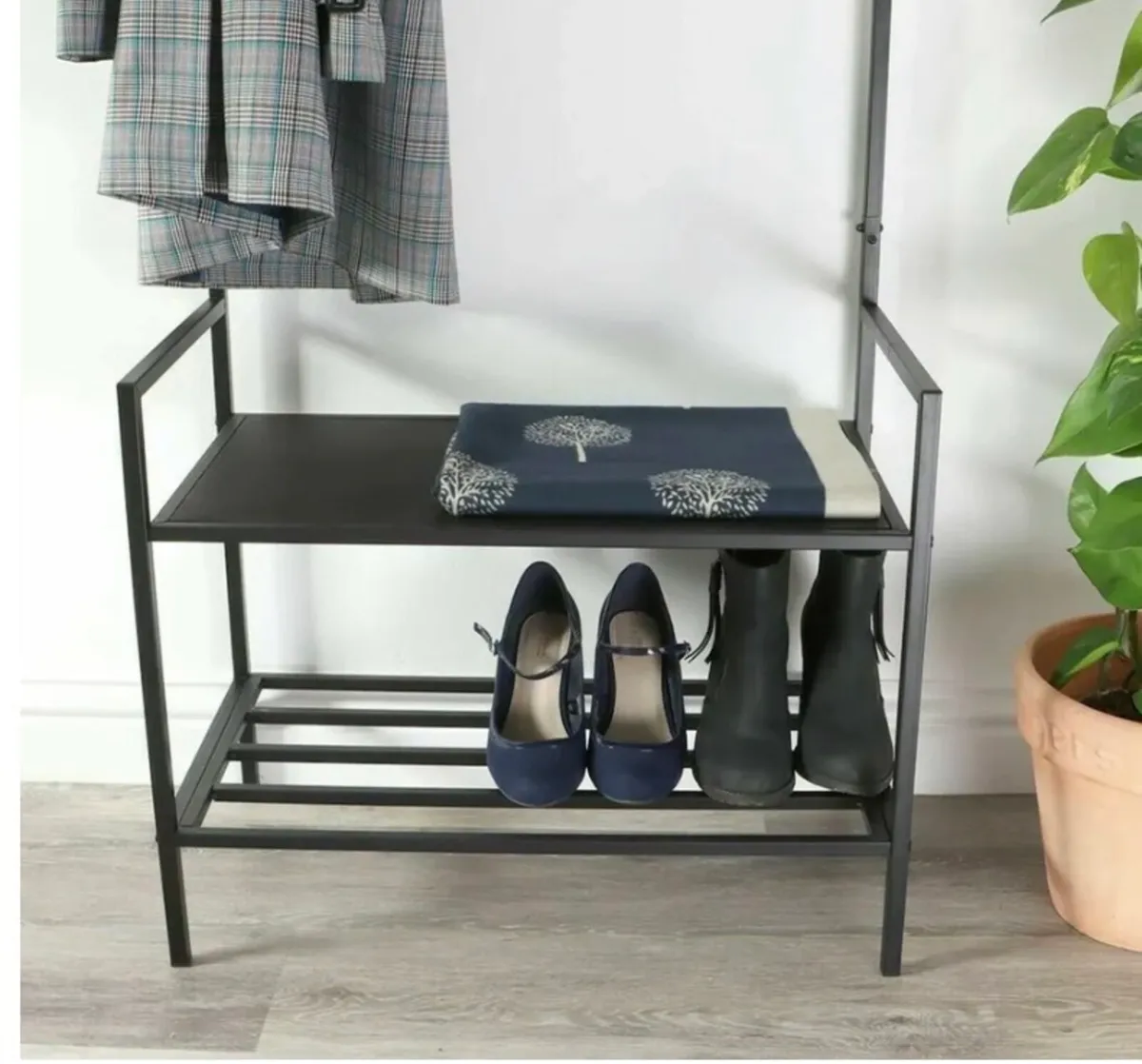 NEW Coat Clothes Rail with 2-Tier Shoe Rack - Image 4