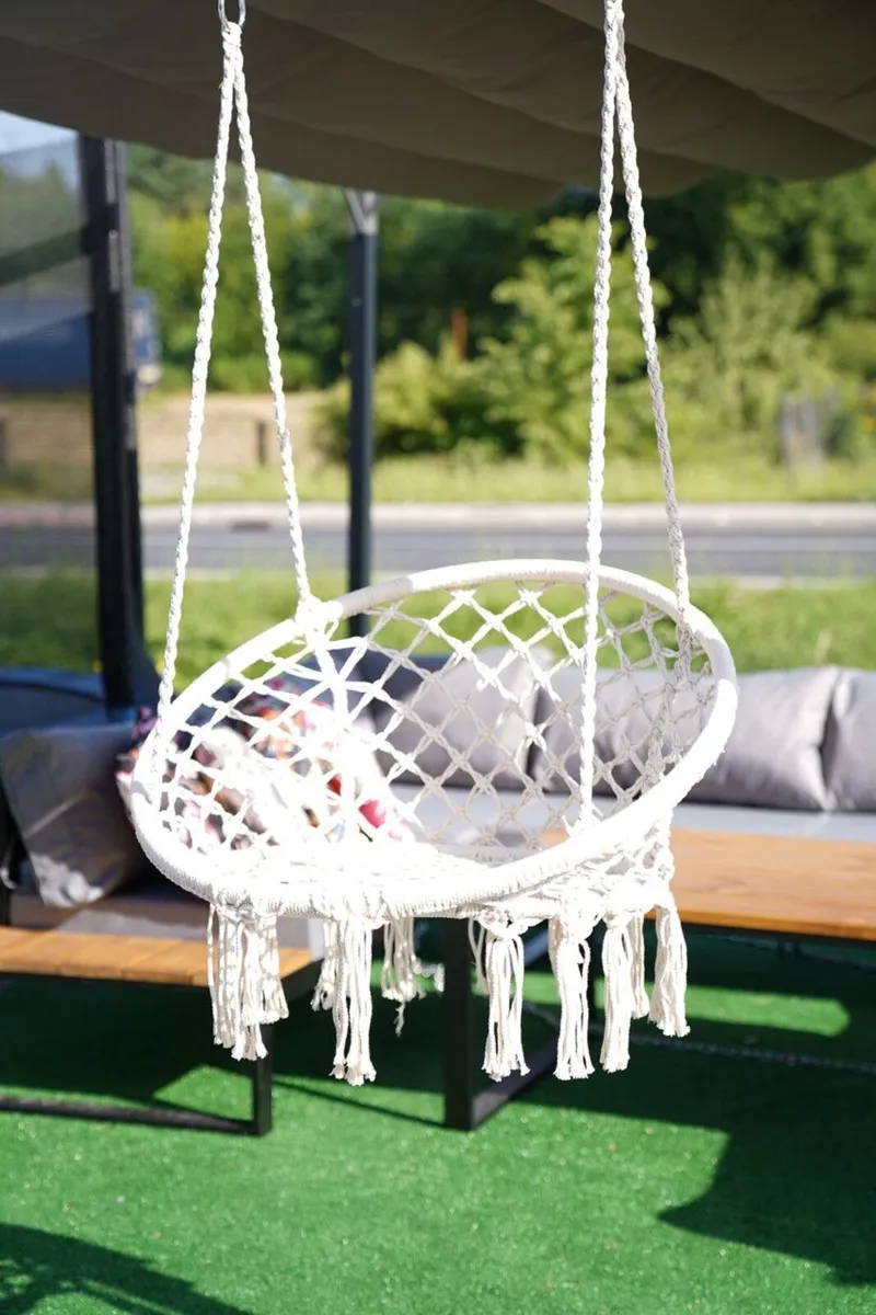 Kolumbia Black Boho Hanging Chair – Cotton Rope - Image 4