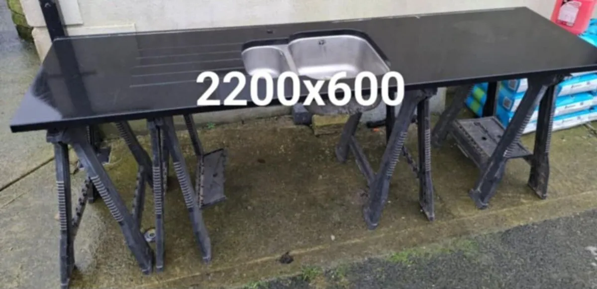 Black granite worktops x 4 - Image 1