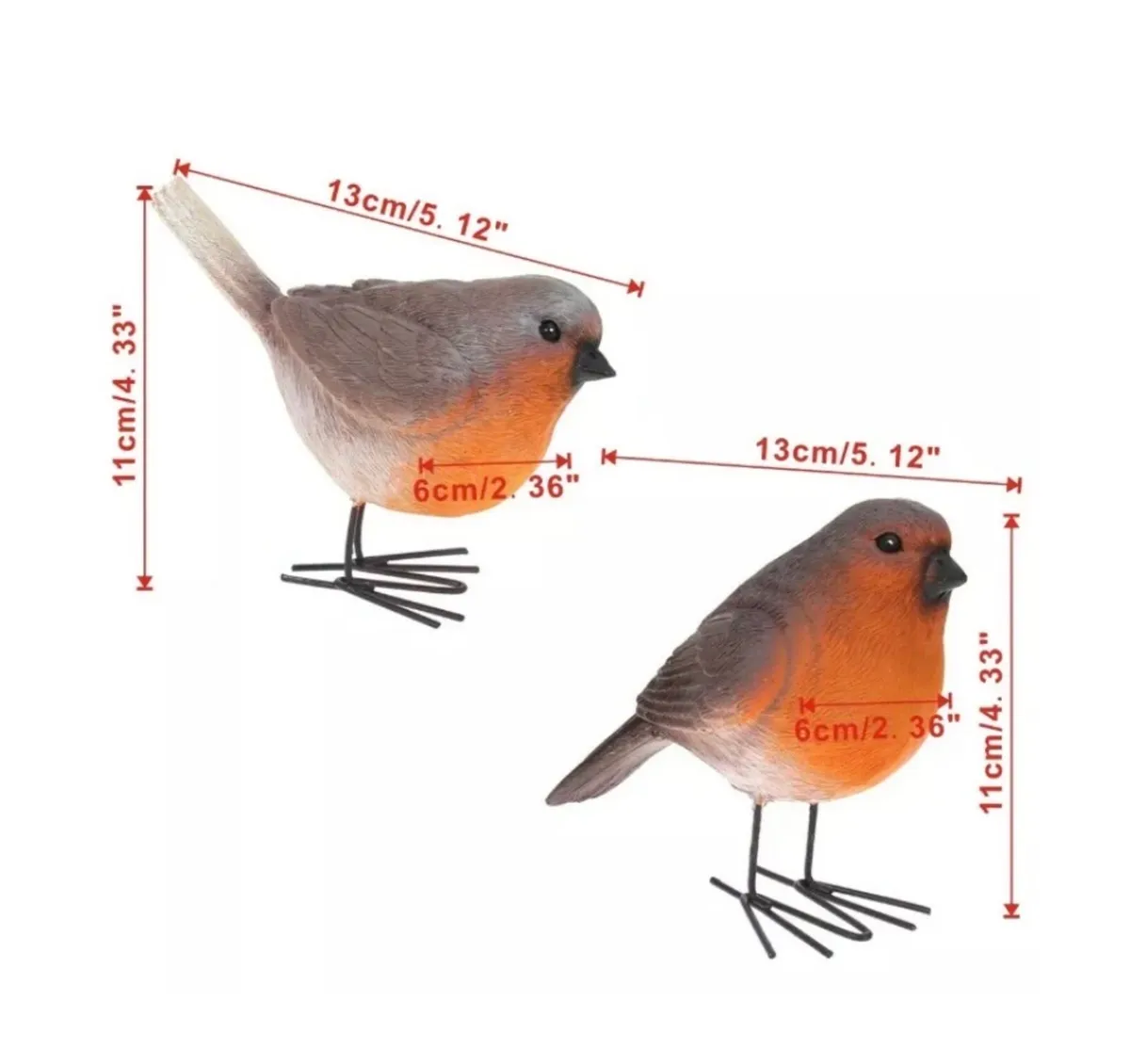 2 x Robins Bird Set Garden Ornaments NEW - Image 3
