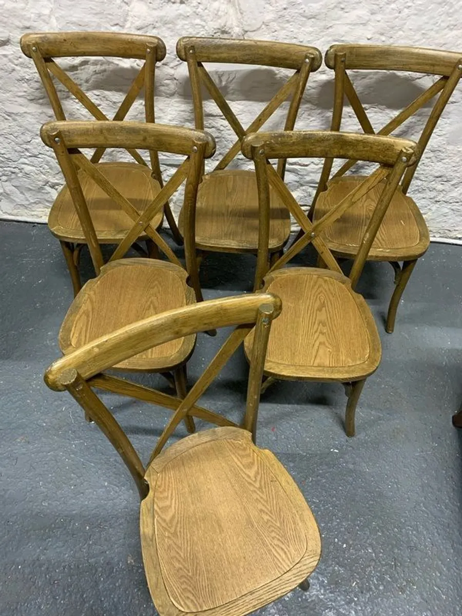Set of 6 Vintage Bentwood Cross-Back Chairs. - Image 1