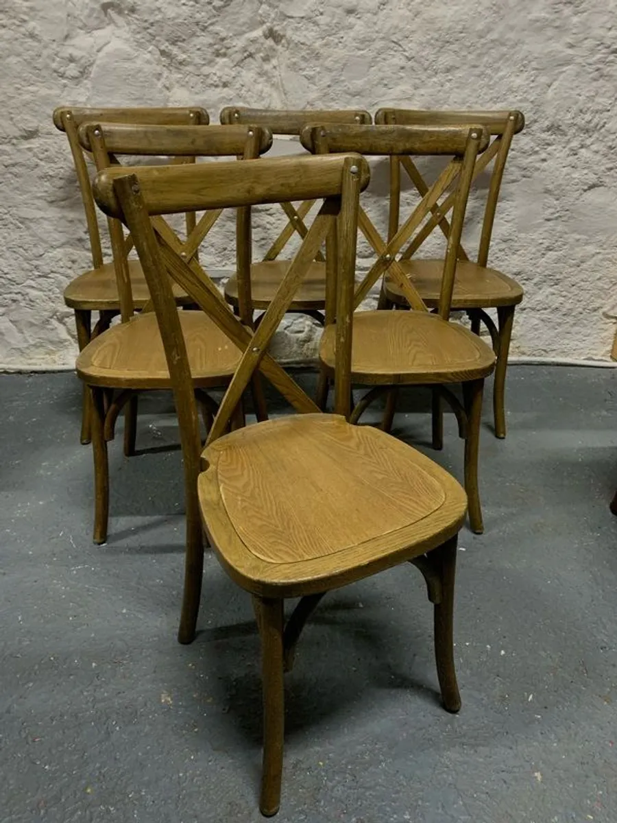 Set of 6 Vintage Bentwood Cross-Back Chairs. - Image 2