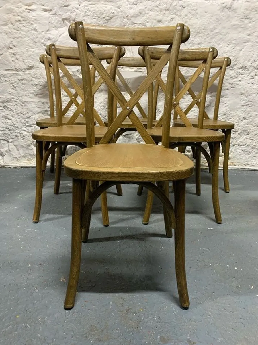 Set of 6 Vintage Bentwood Cross-Back Chairs. - Image 3