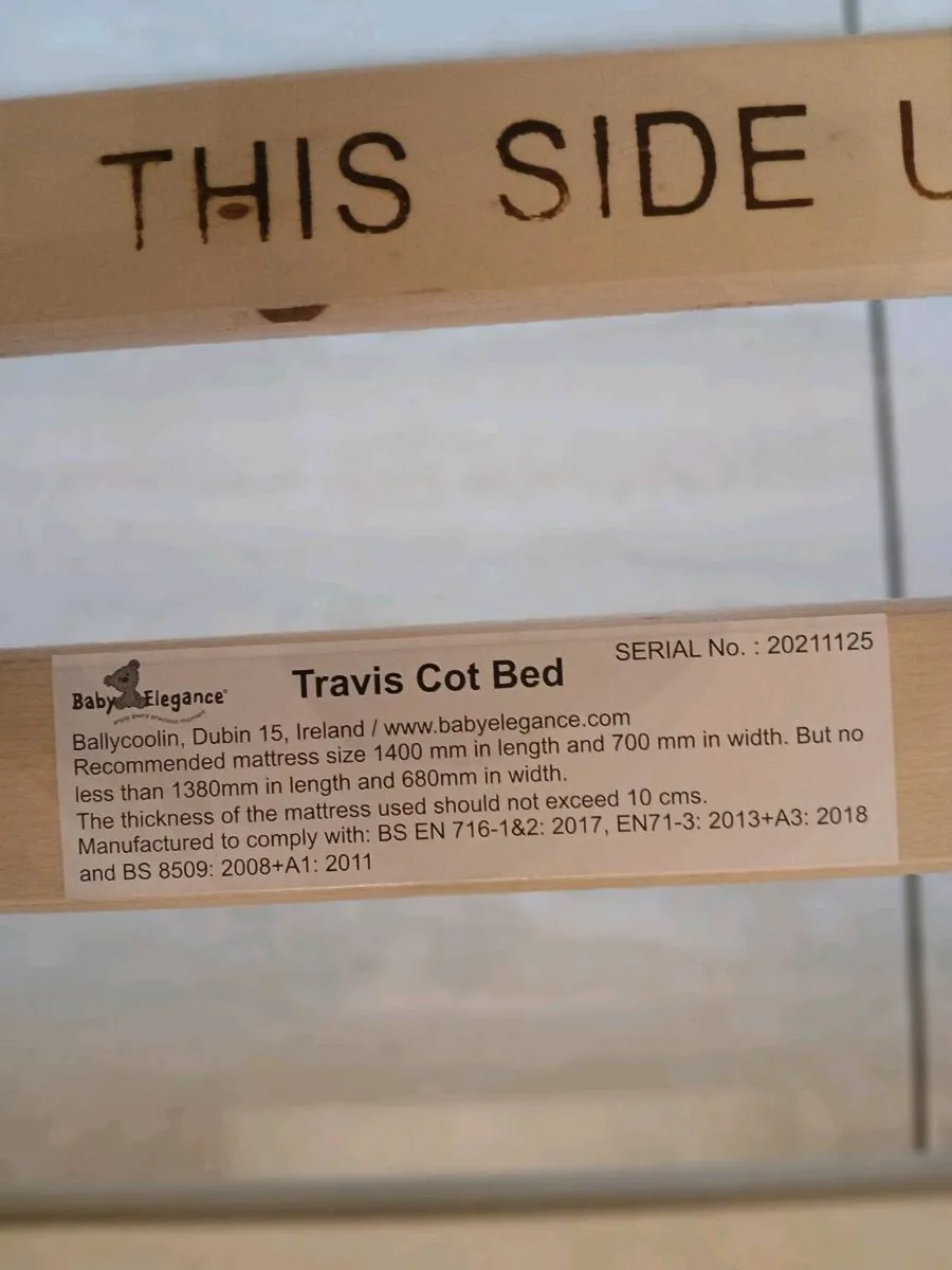 Cot bed 140 x 70 + mattress. - Image 4