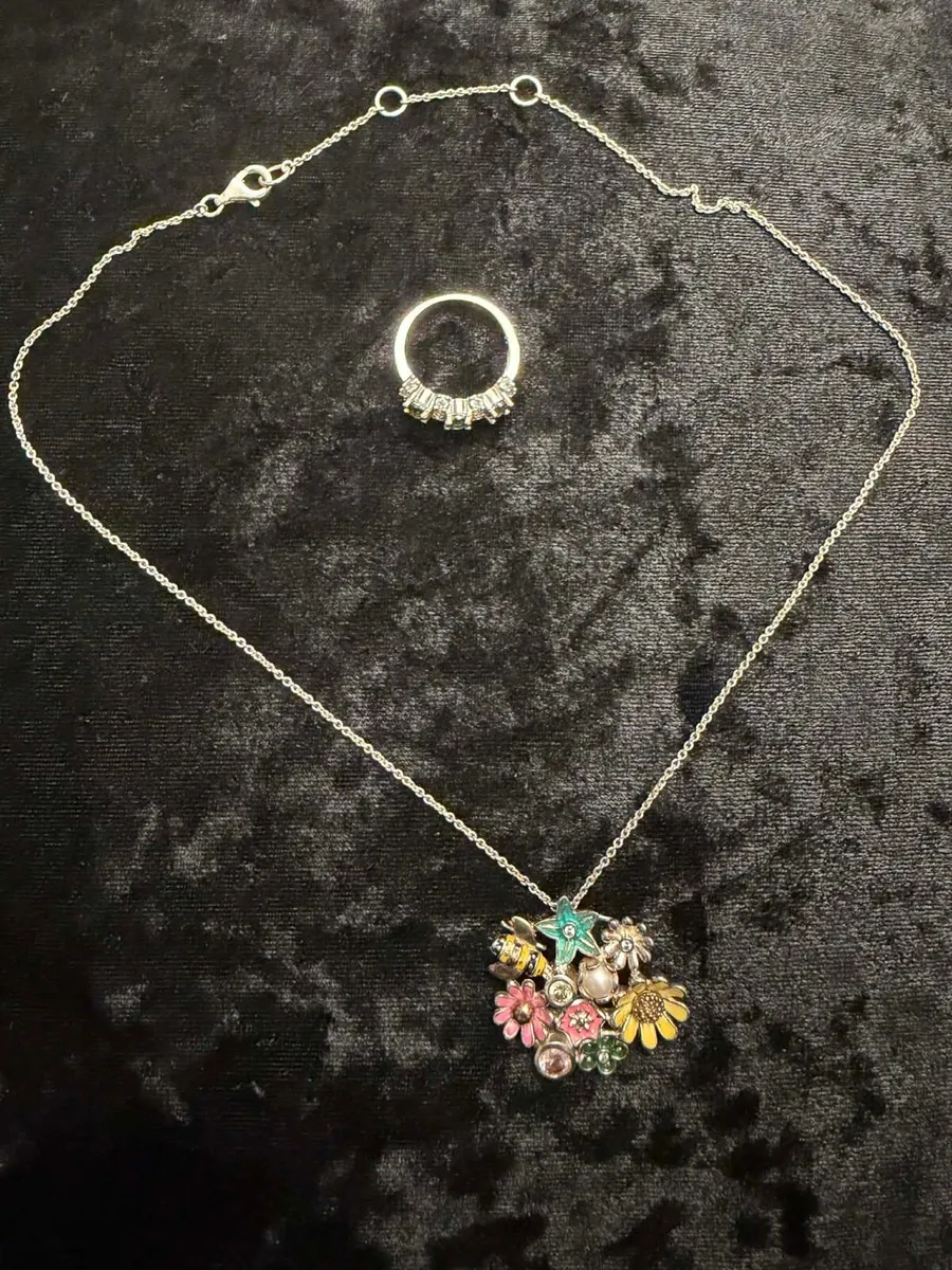 Silver ring and necklace - Image 1