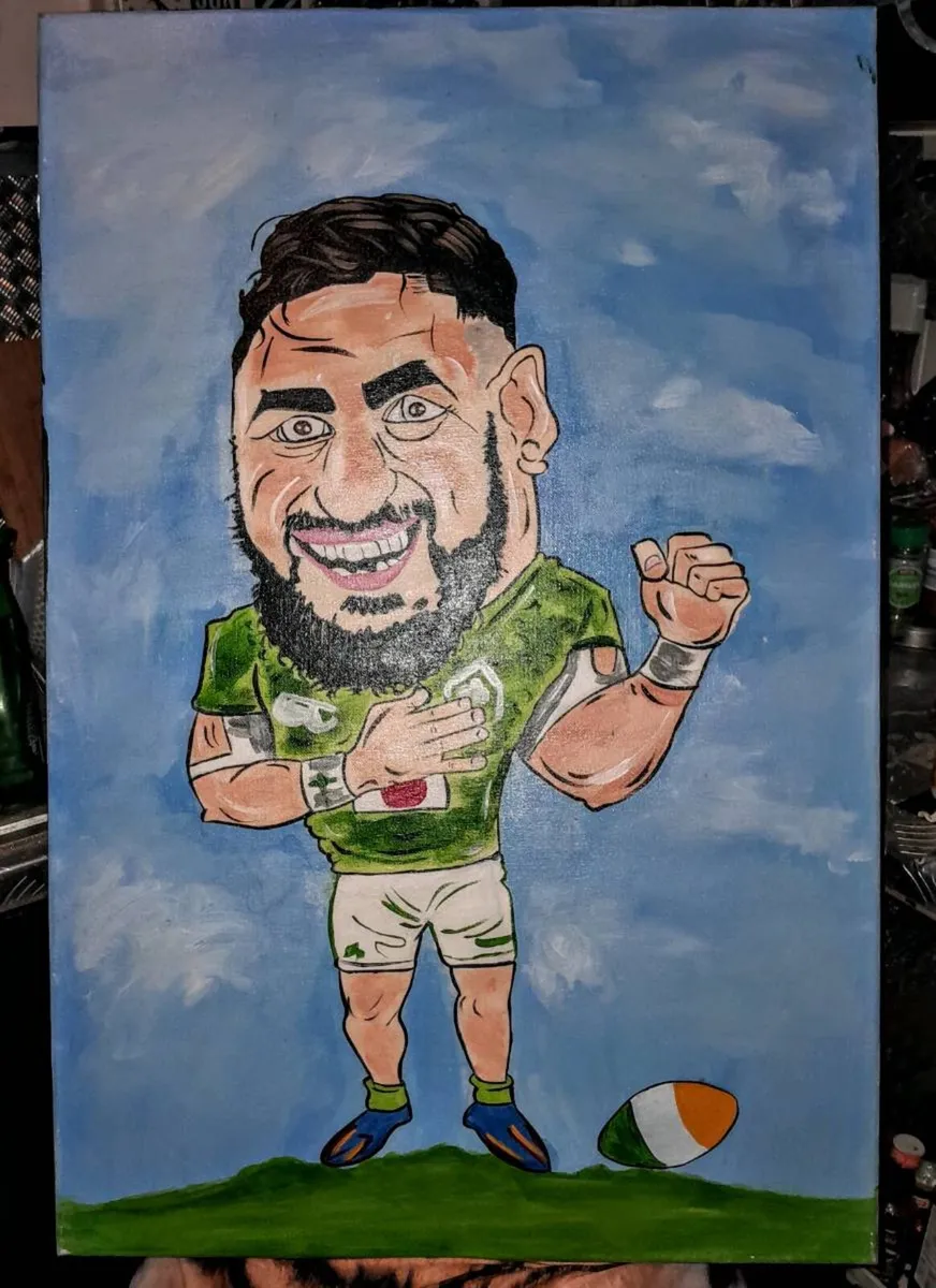 Large rugby painting on canvas