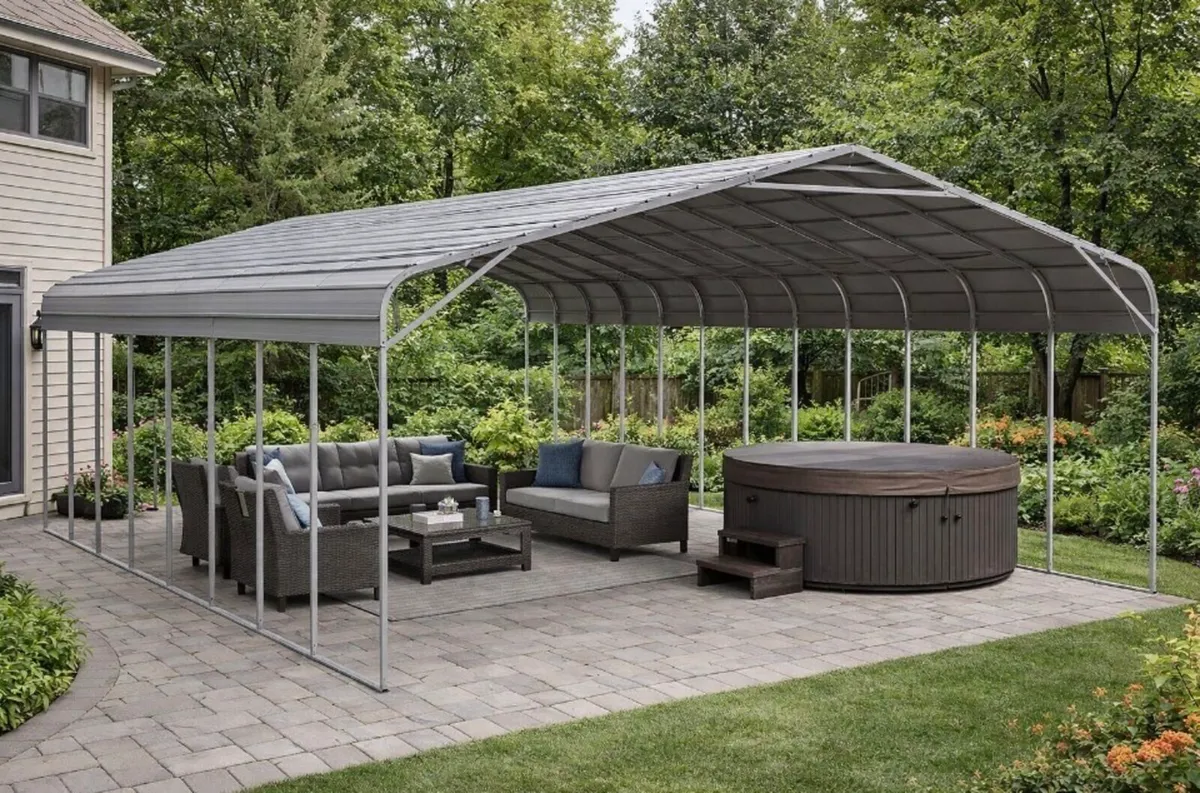 40ftx20ft Heavy Duty Steel Carport/ Garden Shelter - Image 1