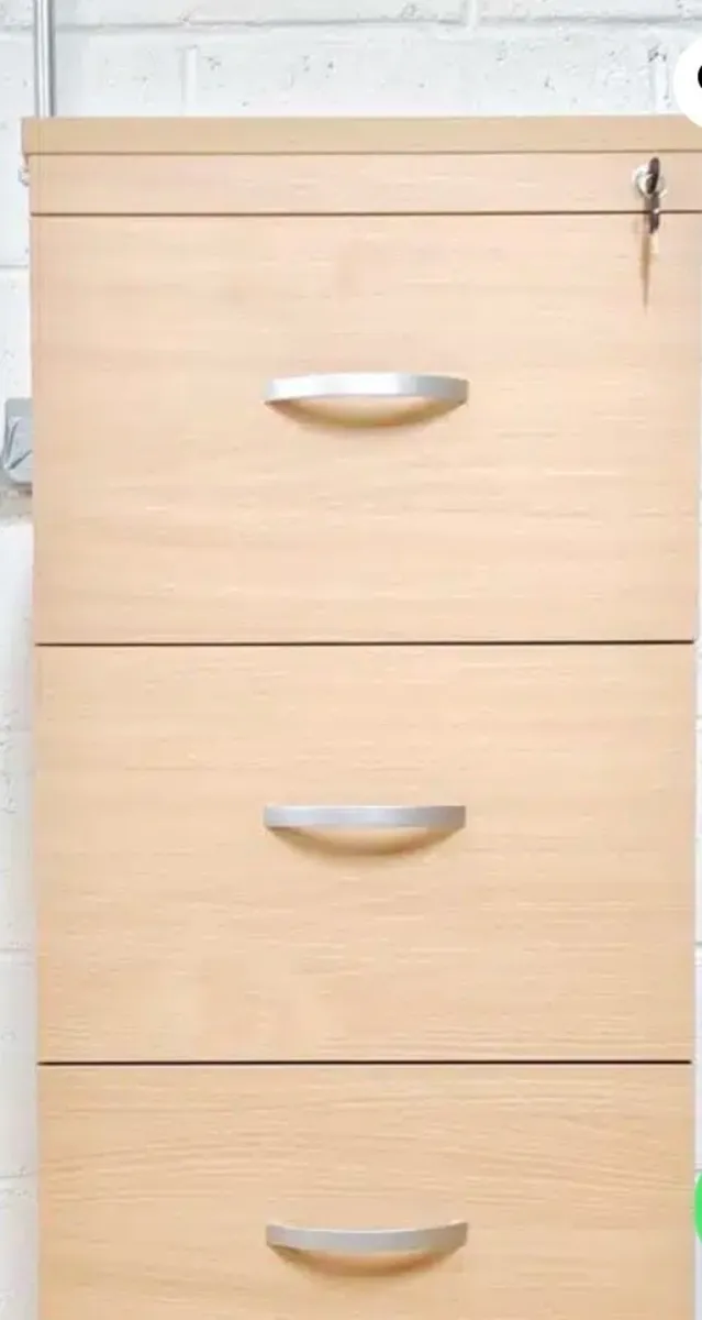 Wooden Beech 4-Drawer Filing Cabinet (Used) - Image 2