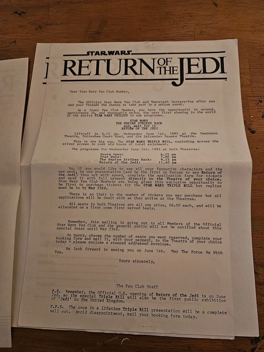 Vintage Star Wars ROTJ Special Invitation Letter - Image 4