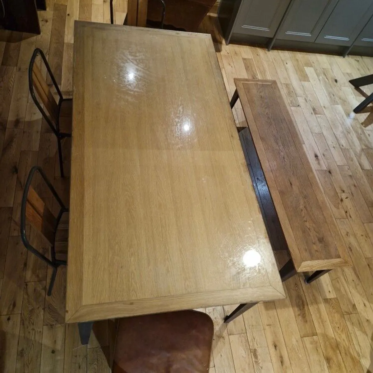 2m Dining Table Bench and Chairs - Image 4