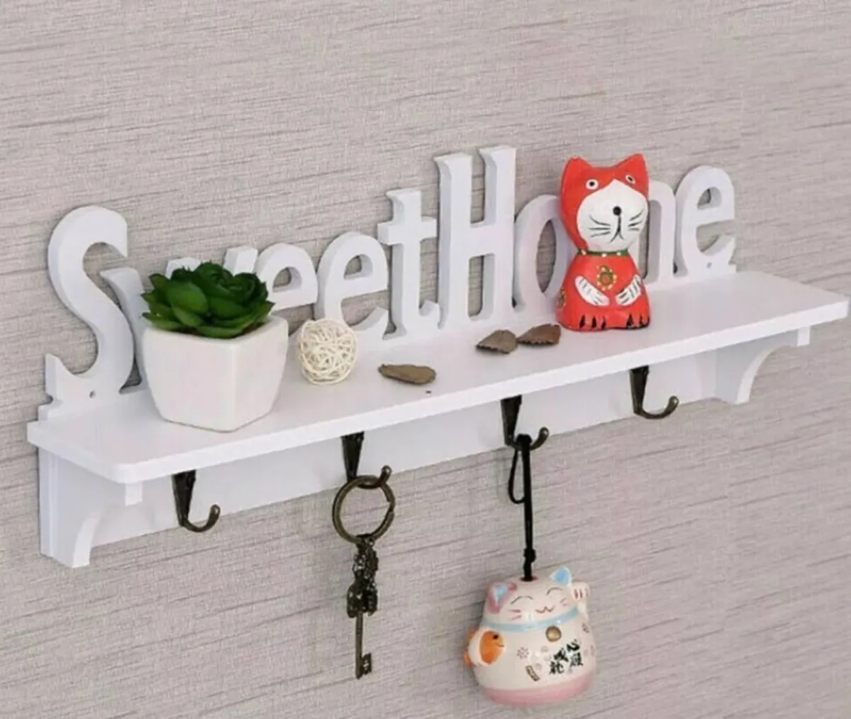 Sweet Home Shelf & Hooks Key Holder NEW - Image 1