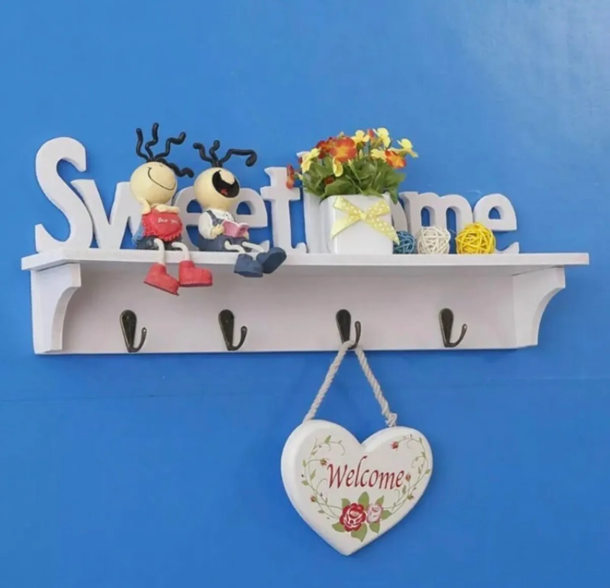 Sweet Home Shelf & Hooks Key Holder NEW - Image 2