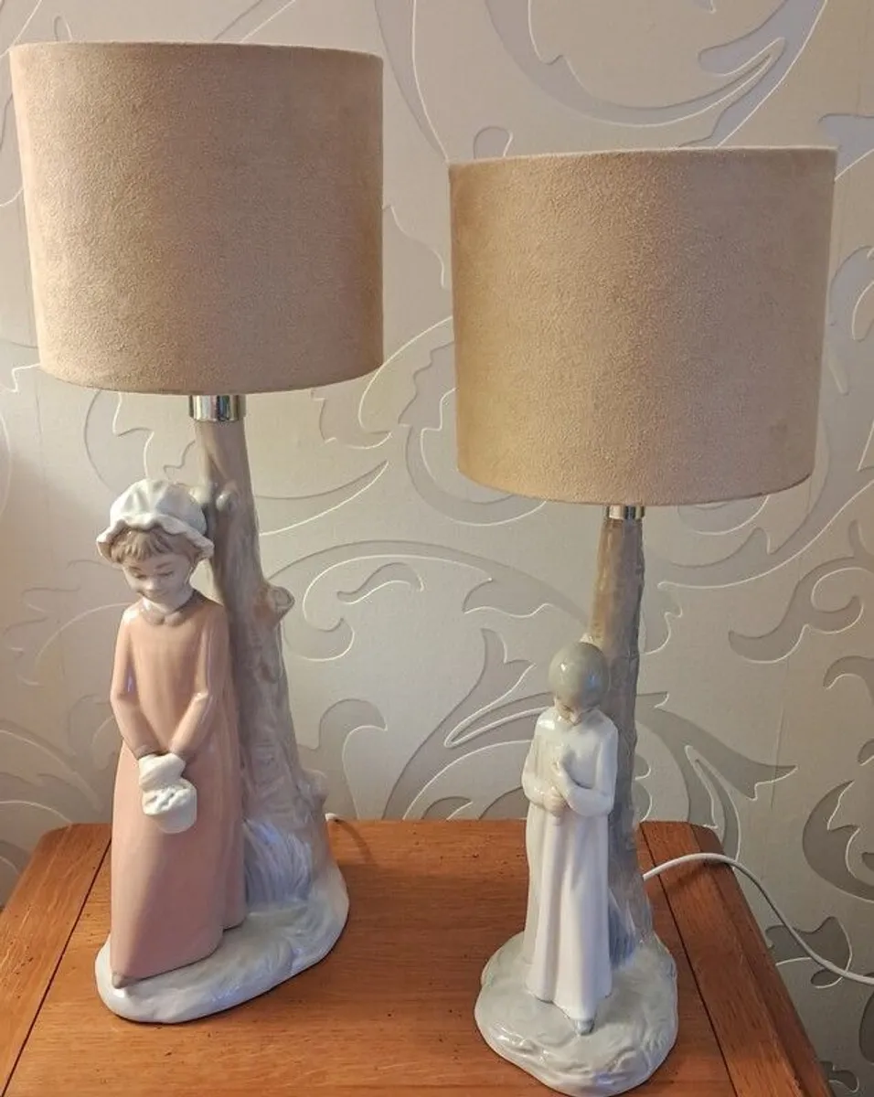 Lladro Zaphir Ceramic Lamps x 2 - Image 1