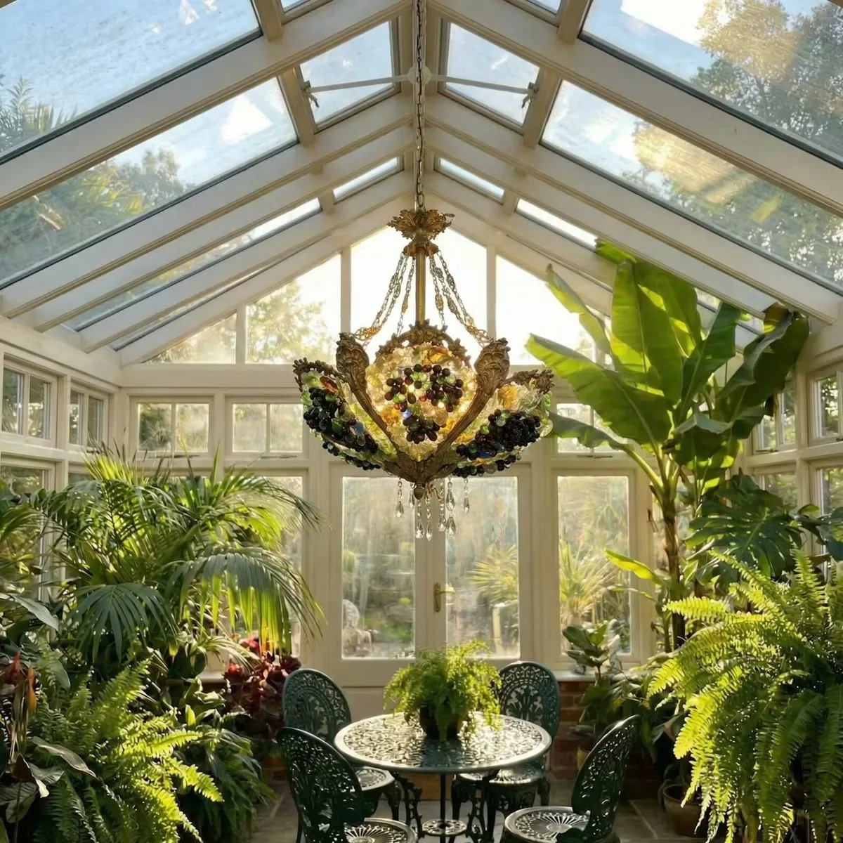 Large Old Brass and glass light - Image 1