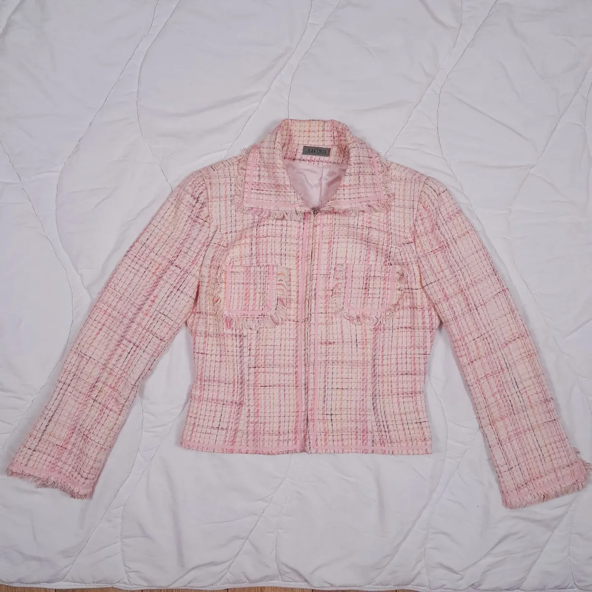 Jean Coste Vintage Pink Plaid Jacket 14UK/42EU - Image 1