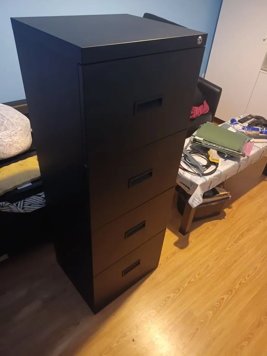 Black Metal Filing cabinet - Image 2