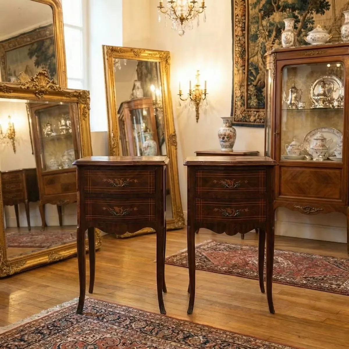 Pair Of old inlaid lockers
