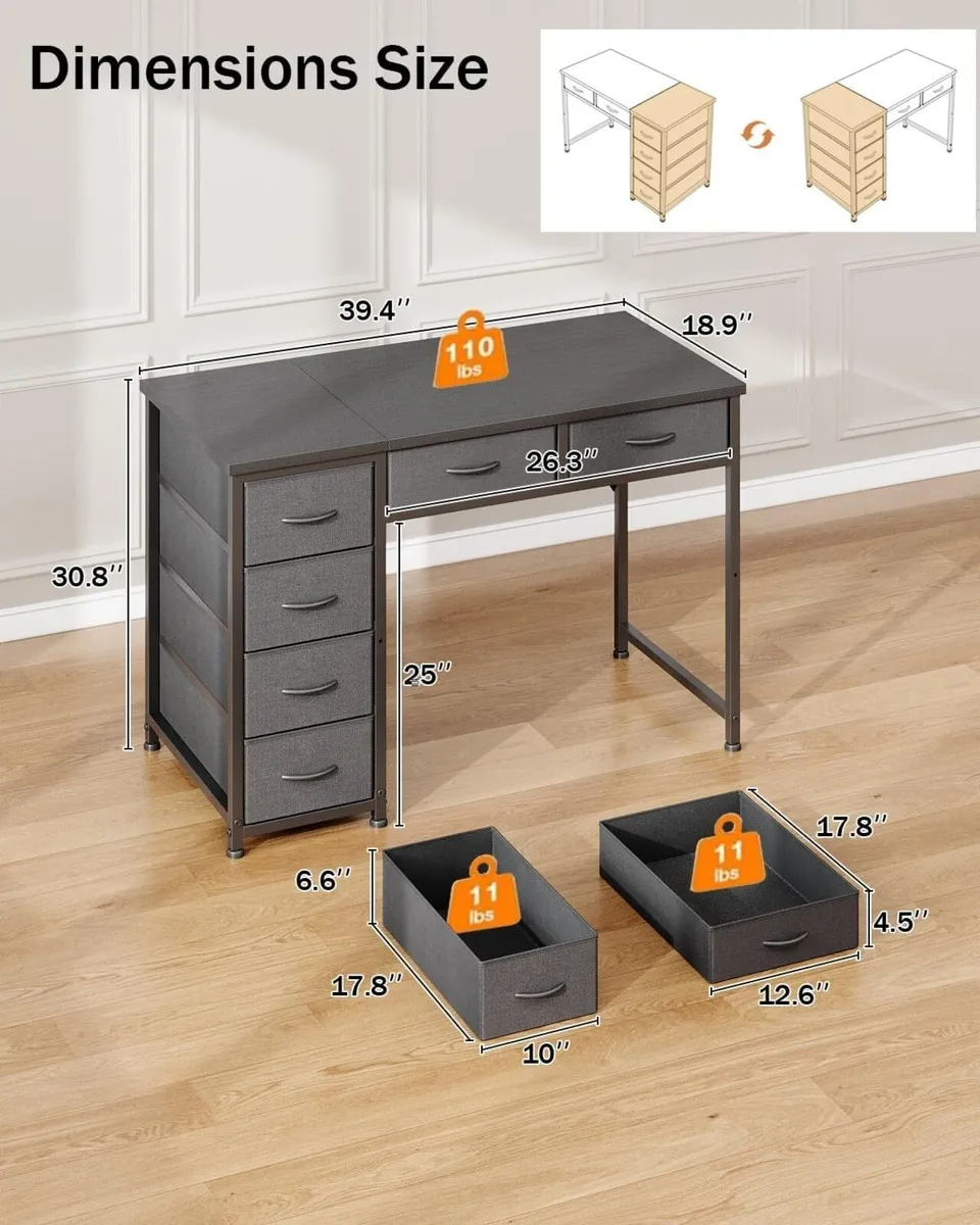 100x48 cm Desk Small Computer with 6 Fabric - Image 3