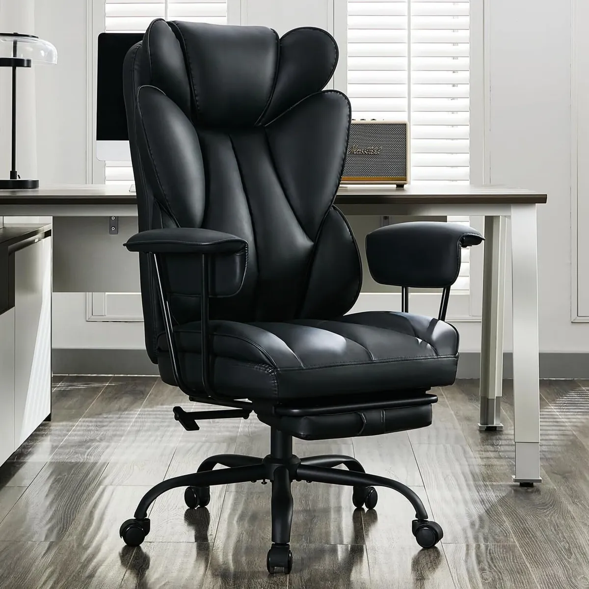 Executive Ergonomic Office Chair with Footrest PU - Image 1
