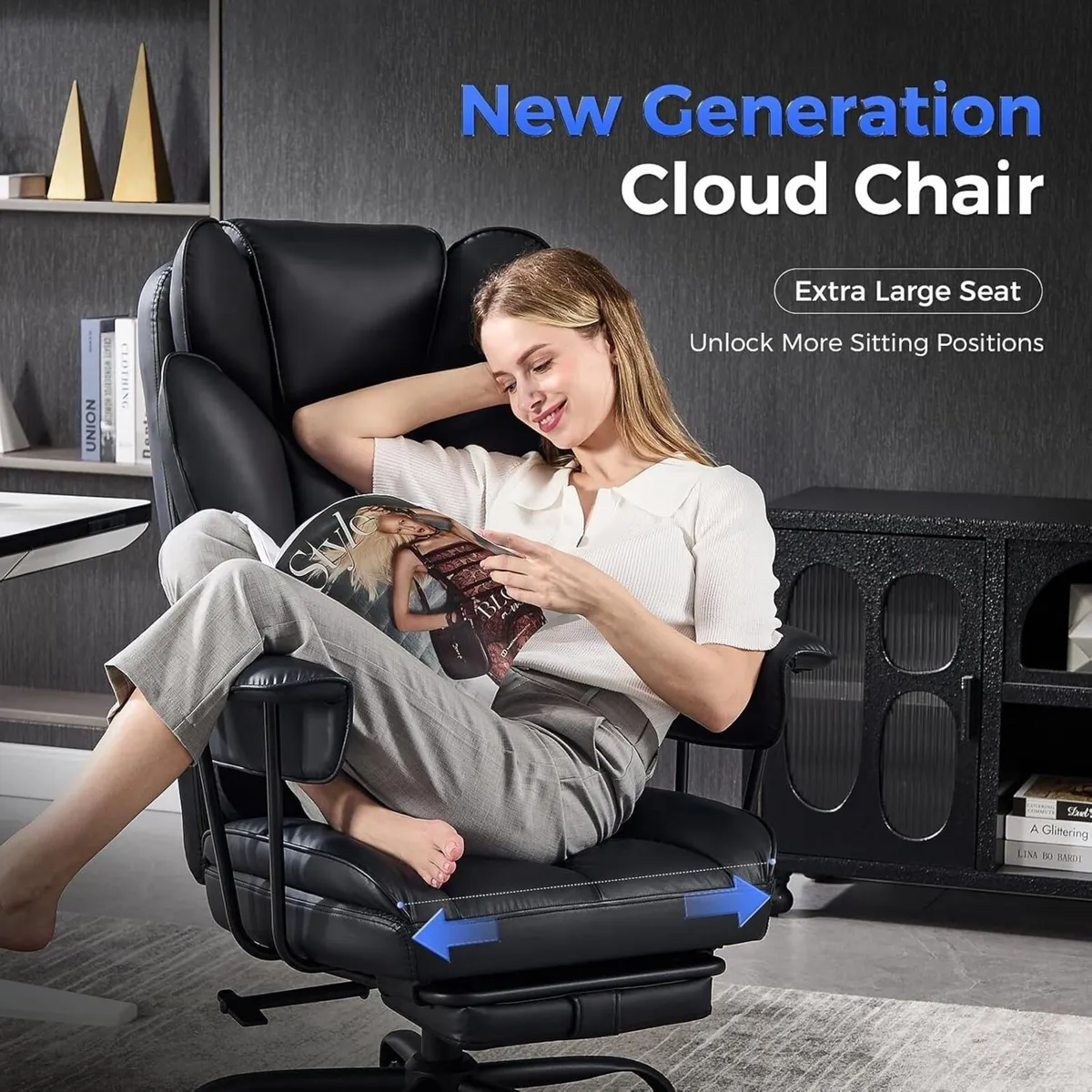 Executive Ergonomic Office Chair with Footrest PU - Image 4