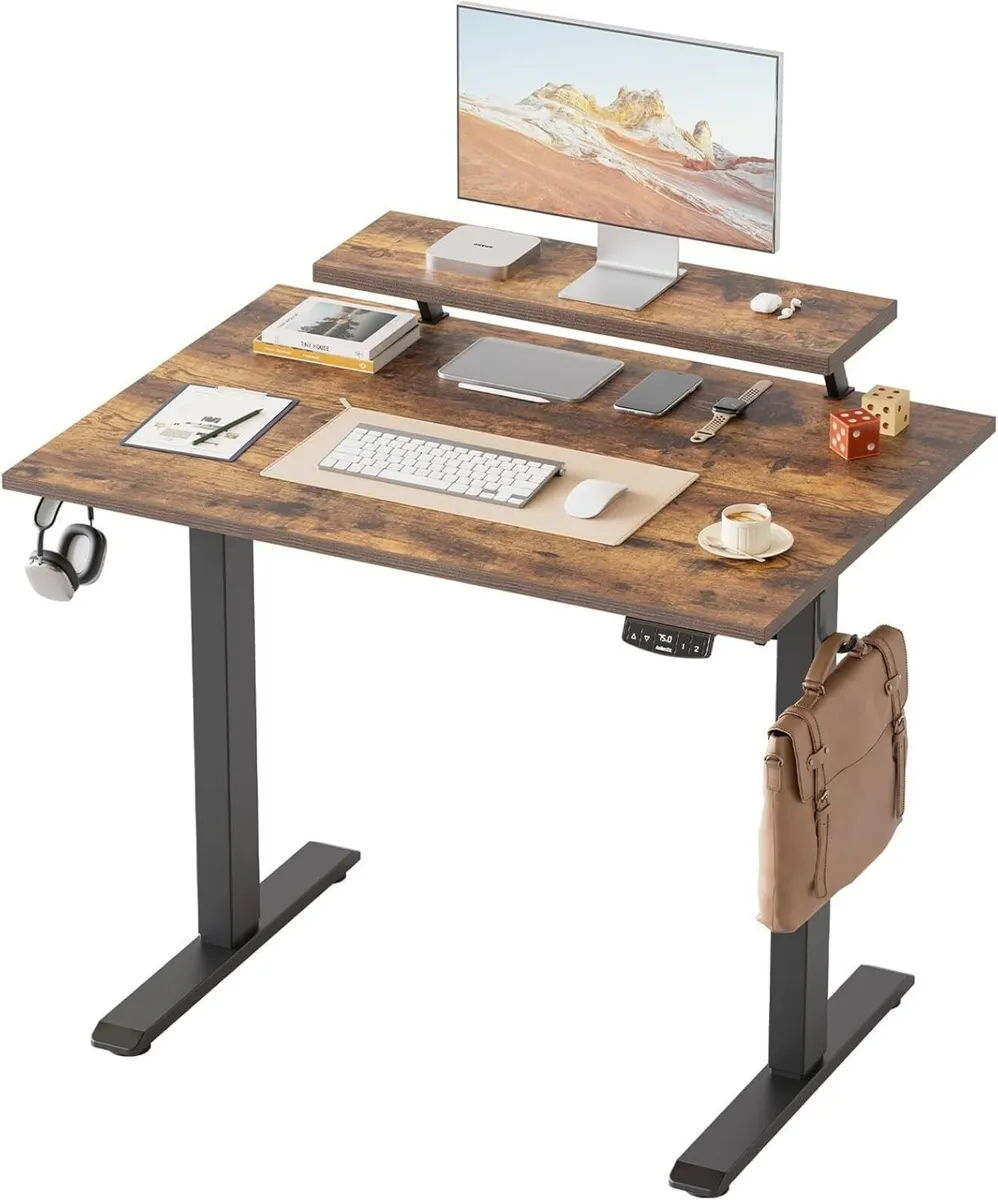 Electric Height-Adjustable Desk with Movable - Image 1