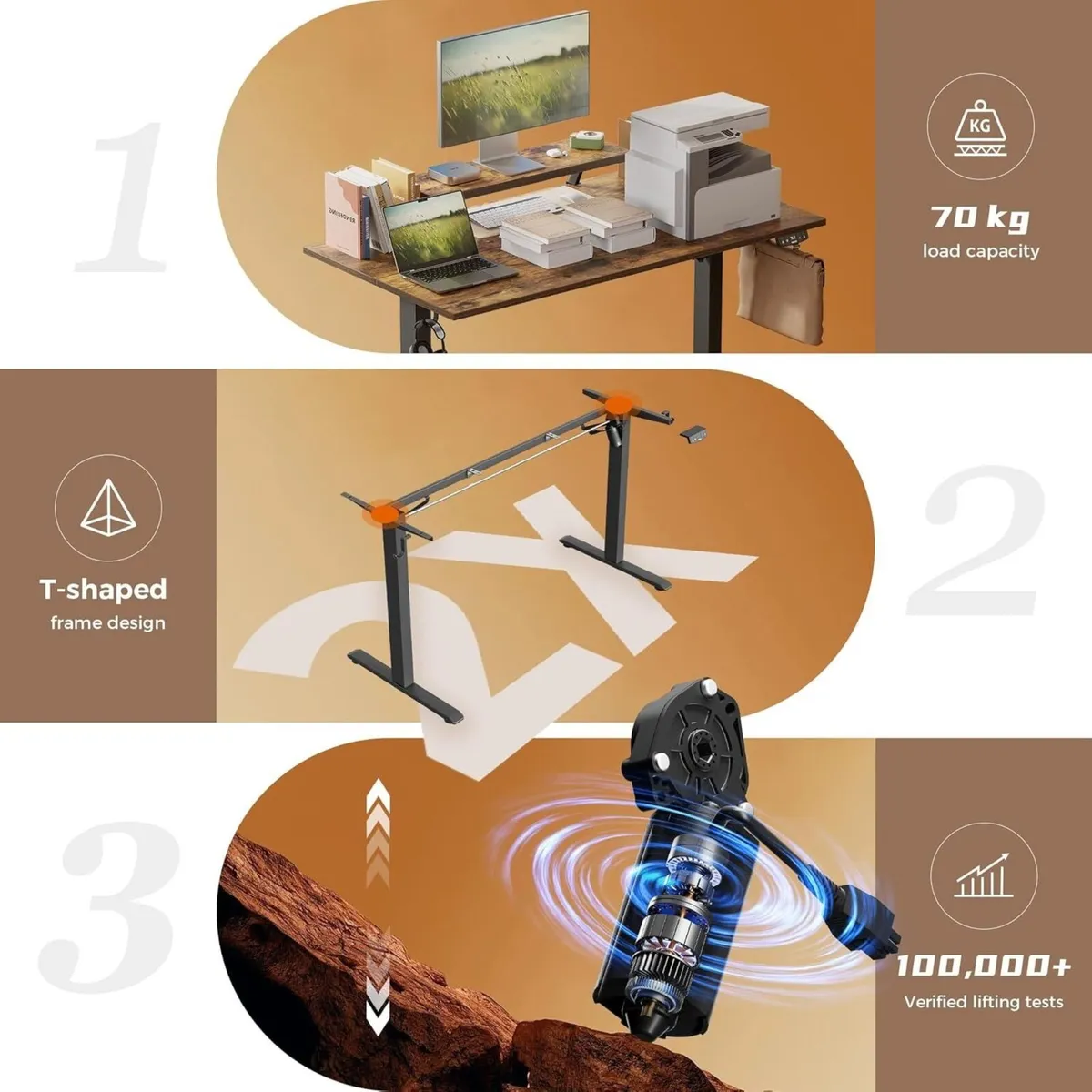 Electric Height-Adjustable Desk with Movable - Image 3