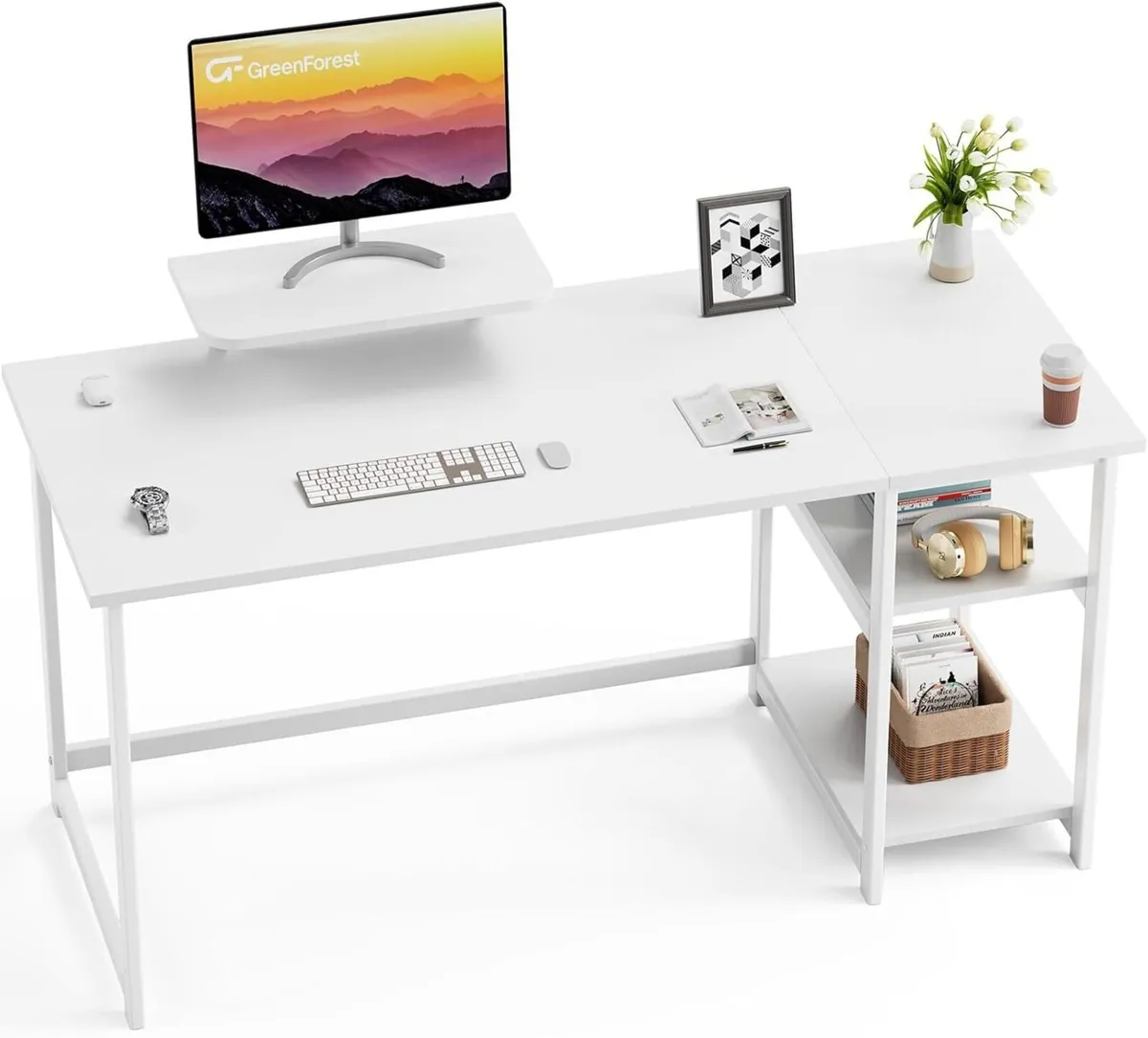 Computer Desk with Monitor Stand 140cm Home - Image 1