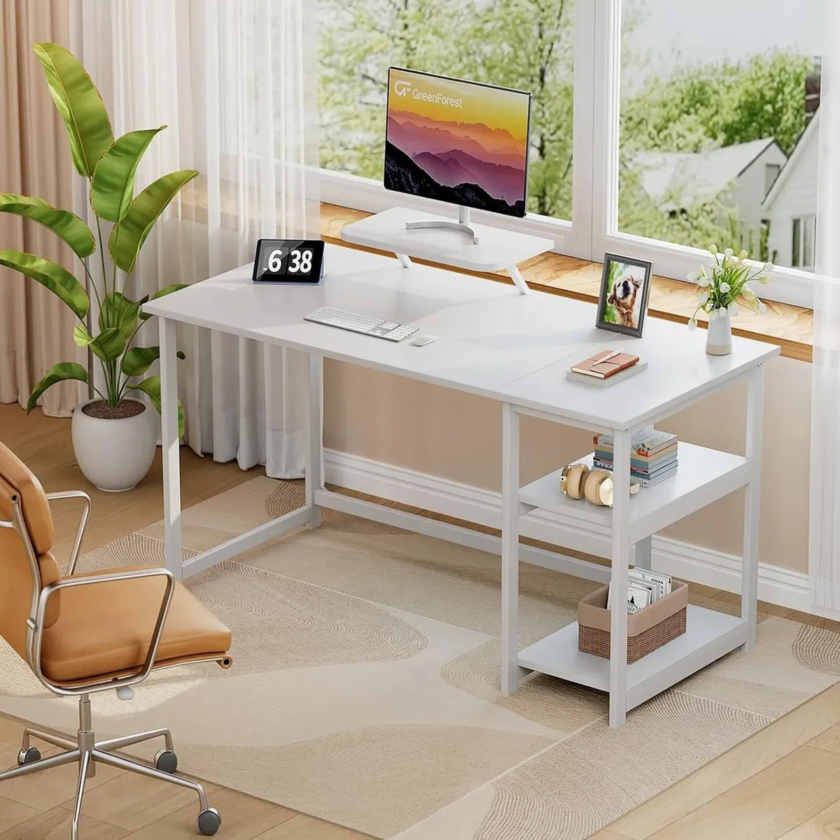 Computer Desk with Monitor Stand 140cm Home - Image 2