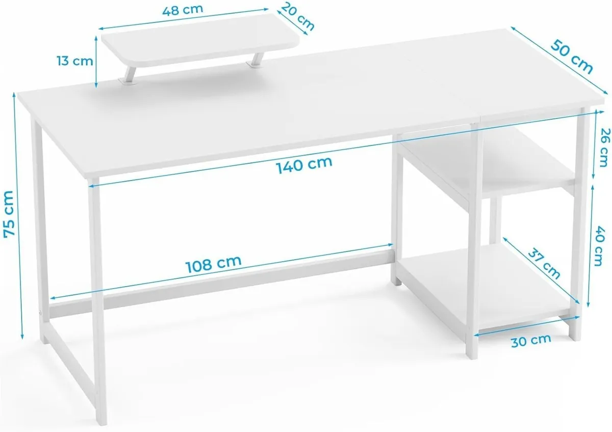 Computer Desk with Monitor Stand 140cm Home - Image 3