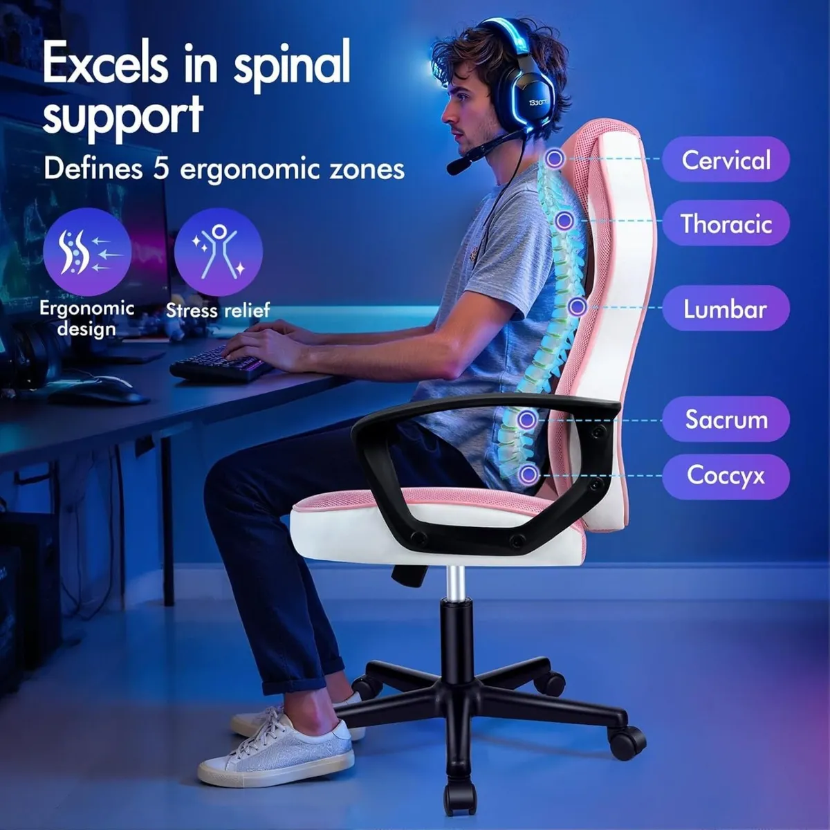 Gaming Chair Video Game Chairs Ergonomic Computer - Image 3
