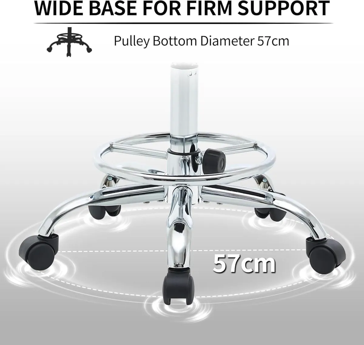 Adjustable Rolling Office Stool with Backrest and - Image 3