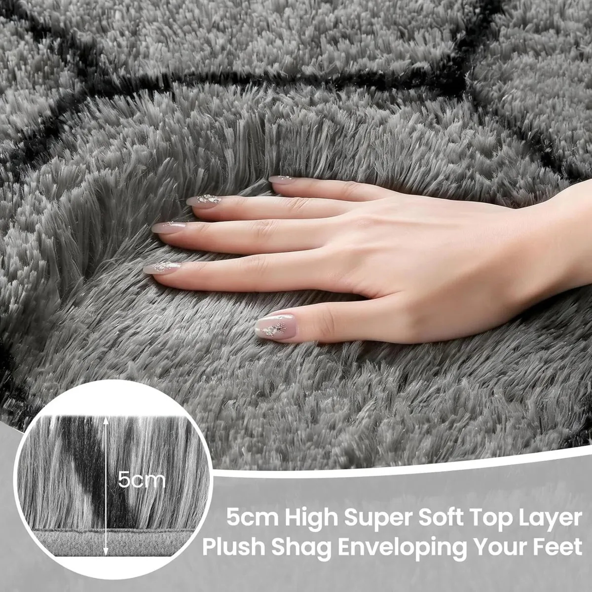 Rugs Living Room 160x230cm Grey Area for Bedroom - Image 2