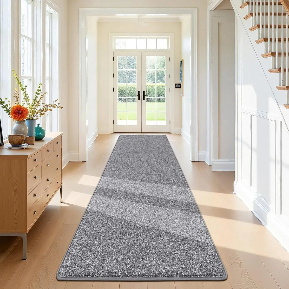 Runner Rug for Hallway 80x250cm Grey Hall Carpet - Image 1