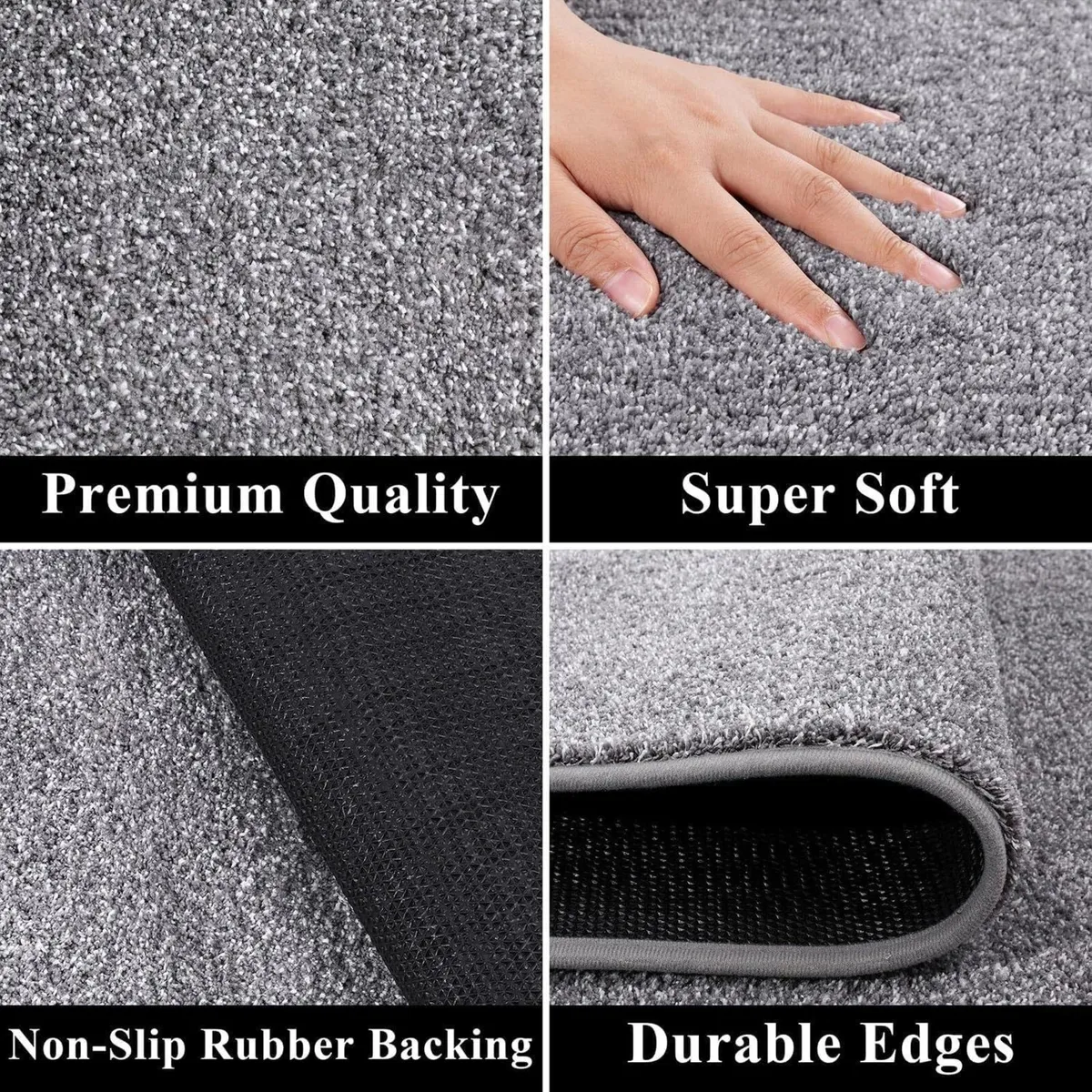 Runner Rug for Hallway 80x250cm Grey Hall Carpet - Image 2