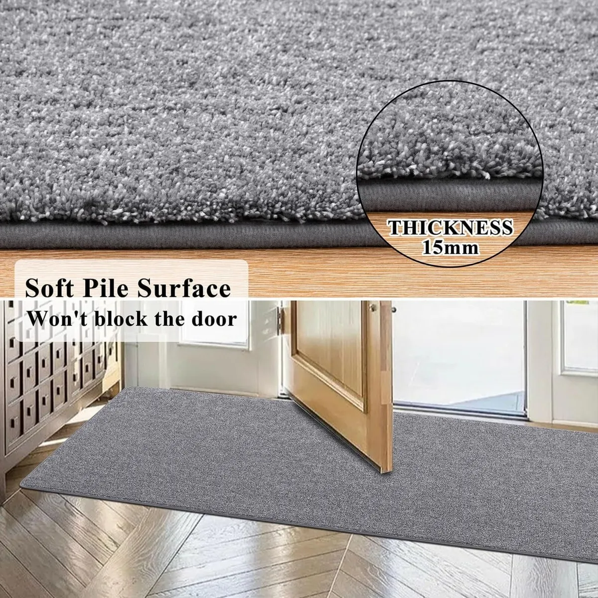 Runner Rug for Hallway 80x250cm Grey Hall Carpet - Image 3