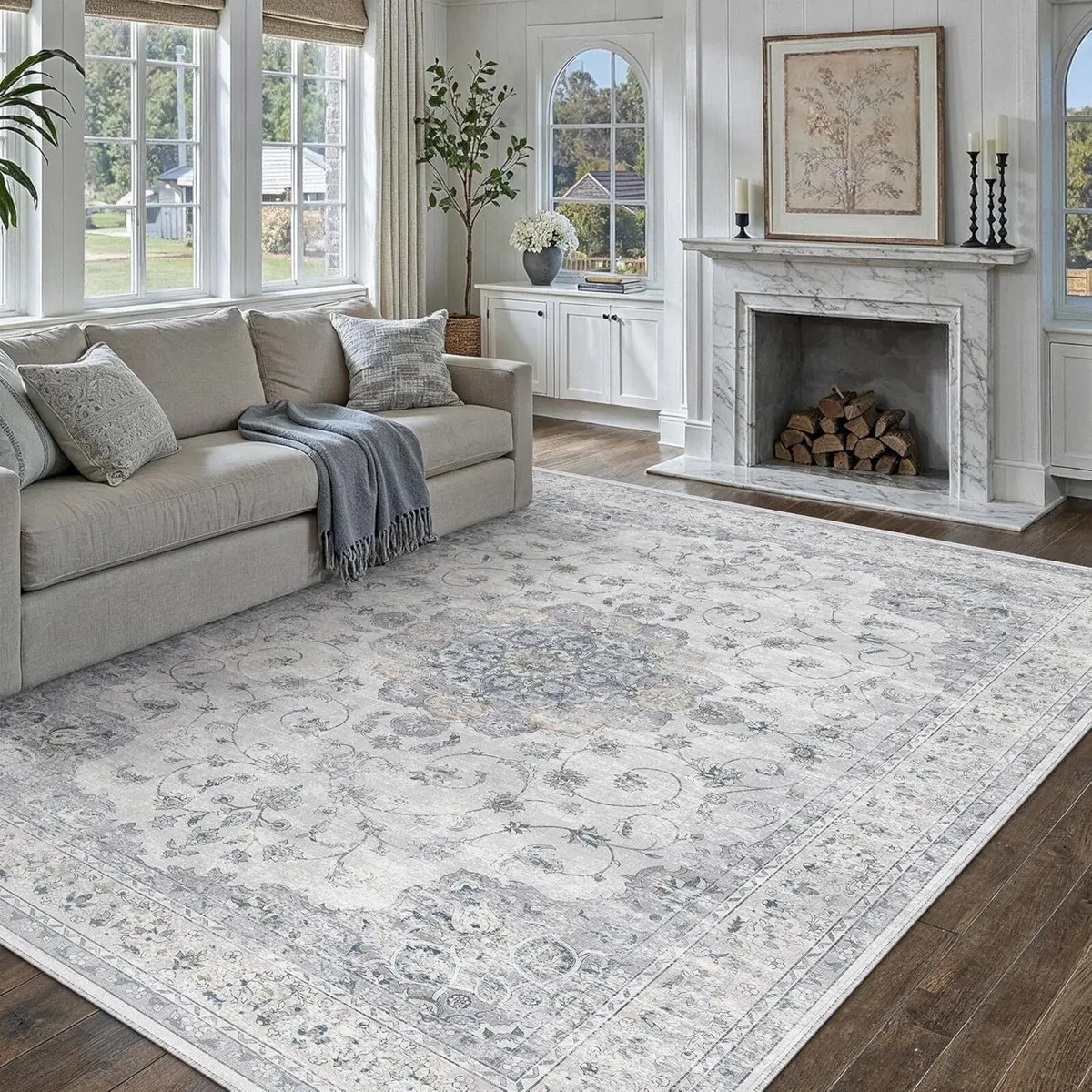 Vintage Living Room Area Blue Rug 240x300cm - Image 4