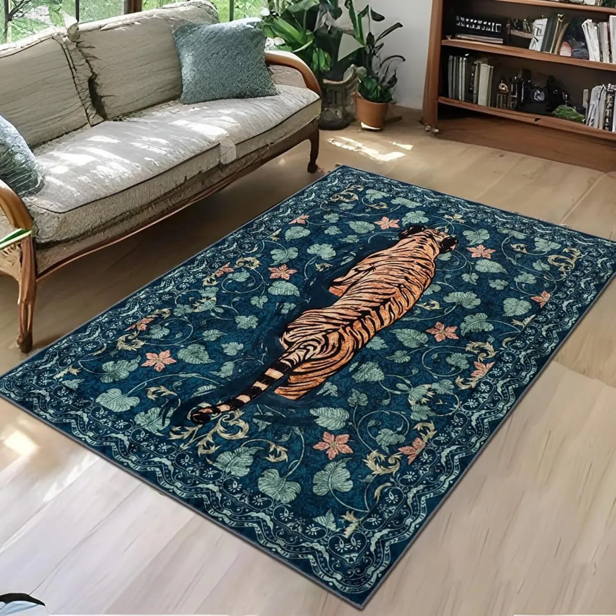 Washable Living Room Rug 120 x 180 cm Tiger Green - Image 1