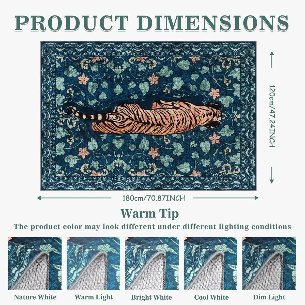 Washable Living Room Rug 120 x 180 cm Tiger Green - Image 2