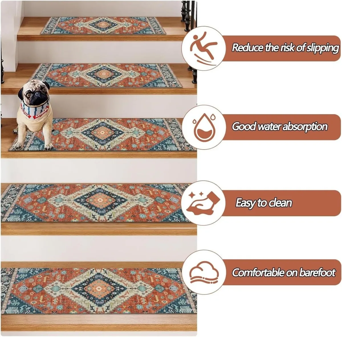 Non-Slip Stair Treads for Wooden Steps 15 Pack - Image 3