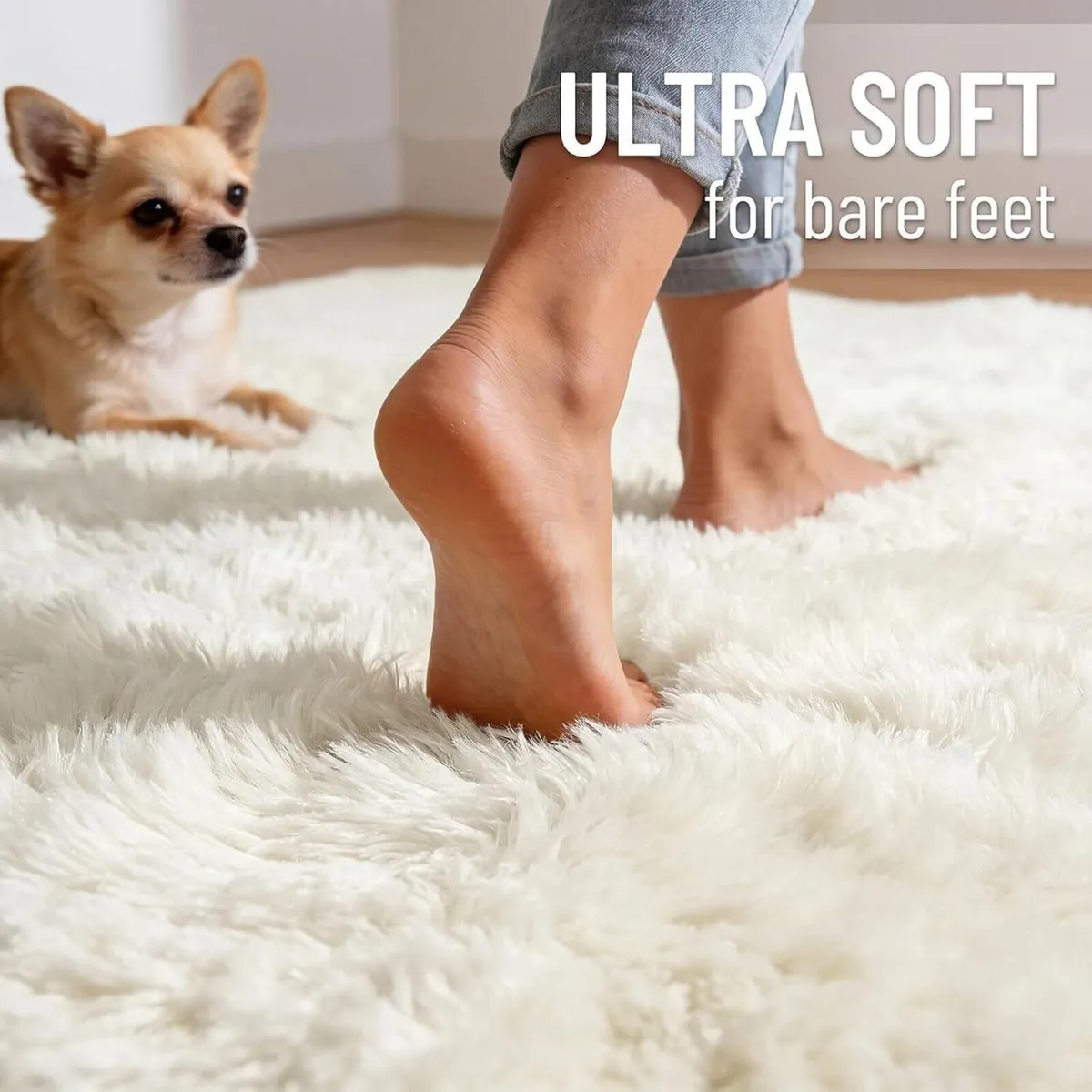 Fluffy High Pile Rugs Living Room Large Anti Slip - Image 2