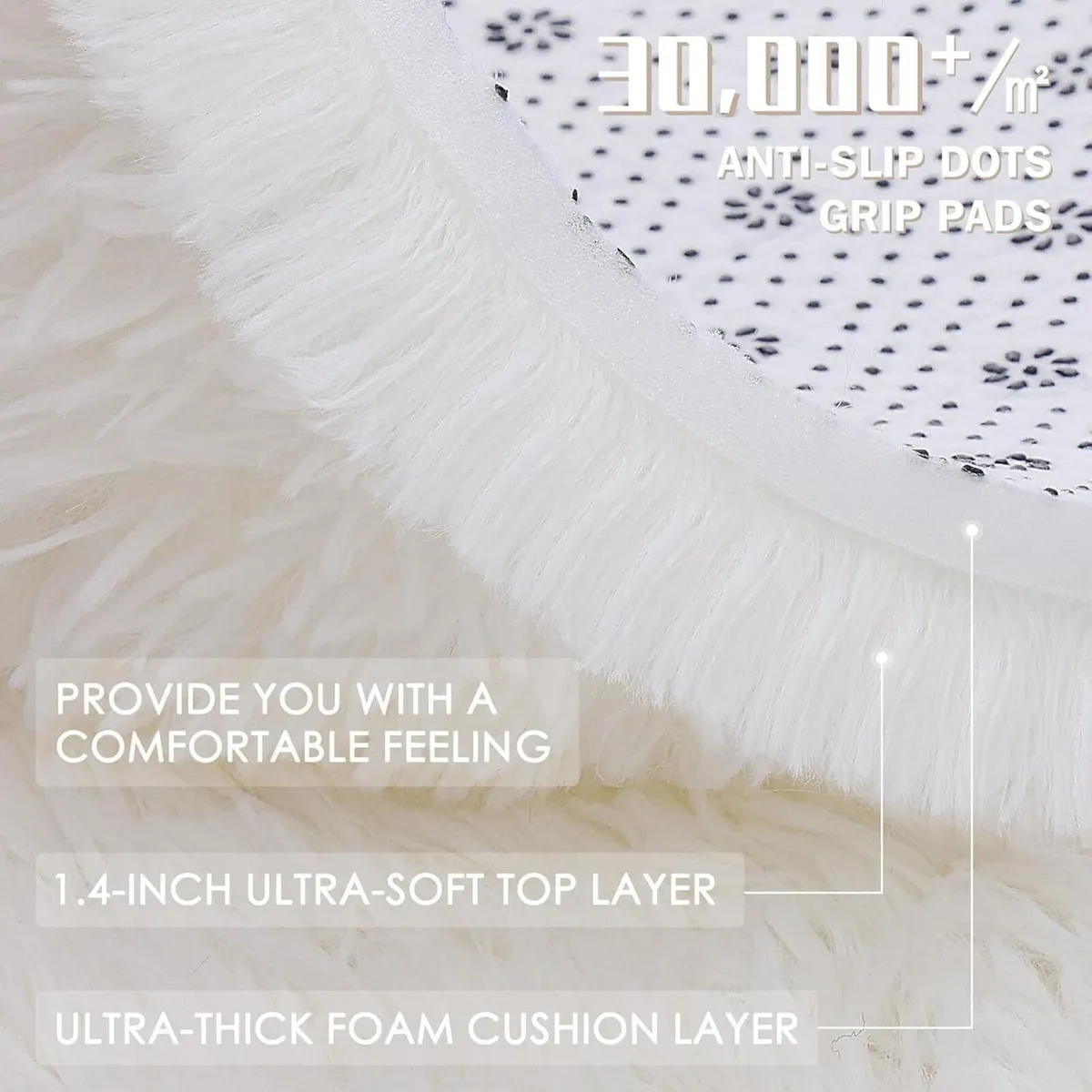 Fluffy High Pile Rugs Living Room Large Anti Slip - Image 3