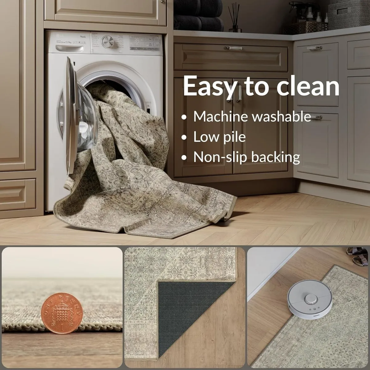 Machine Washable Rug 240x330cm 75% Recycled - Image 3