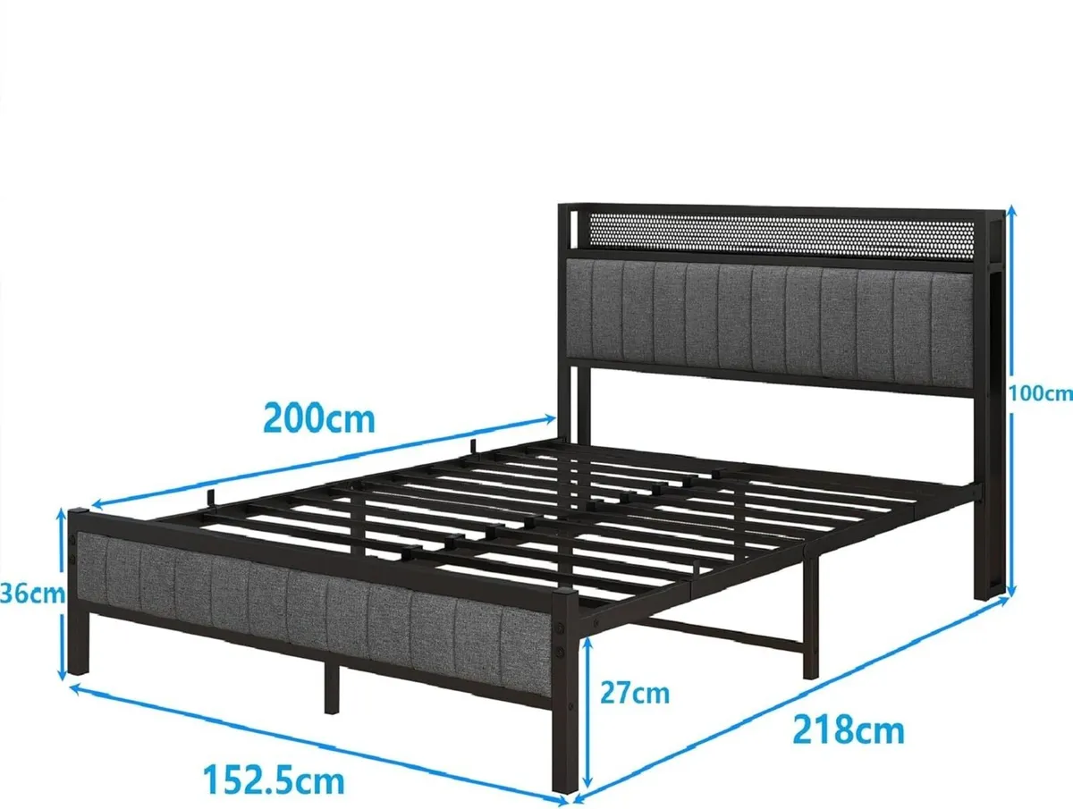 King Size Bed Frame with Storage and Headboard - Image 2
