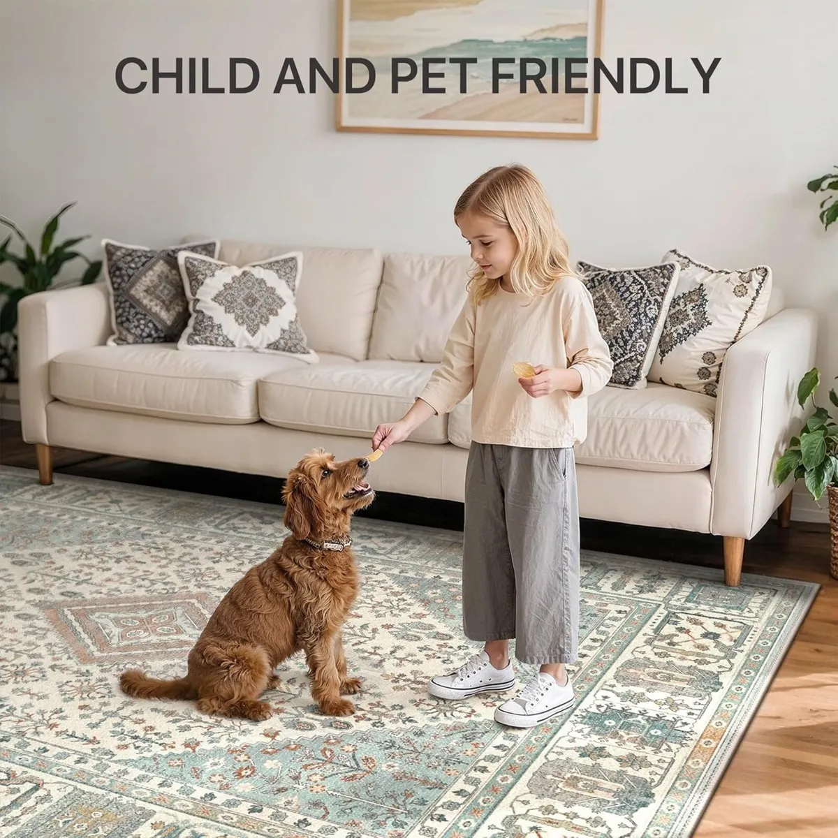 Rugs Living Room 160x230cm Large Washable Boho - Image 2