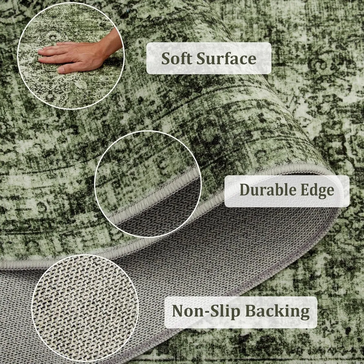 Short Pile Area Rugs for Living Room Carpets Boho - Image 4